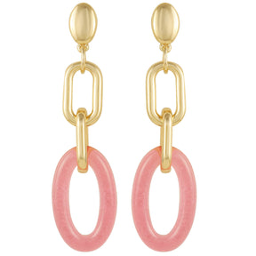 Goldtone Pink Candy Interlocking Drop Earrings - Vince Camuto