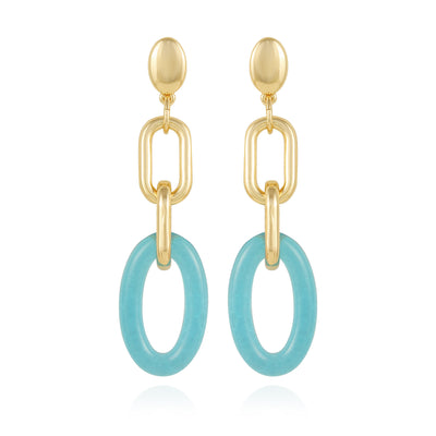 Goldtone Blue Candy Interlocking Drop Earrings - Vince Camuto