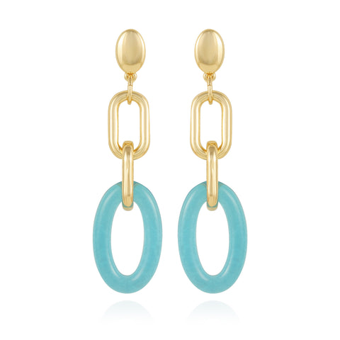 Goldtone Blue Candy Interlocking Drop Earrings - Vince Camuto