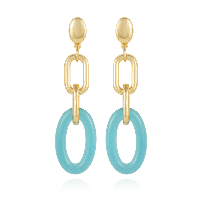 Goldtone Blue Candy Interlocking Drop Earrings - Vince Camuto