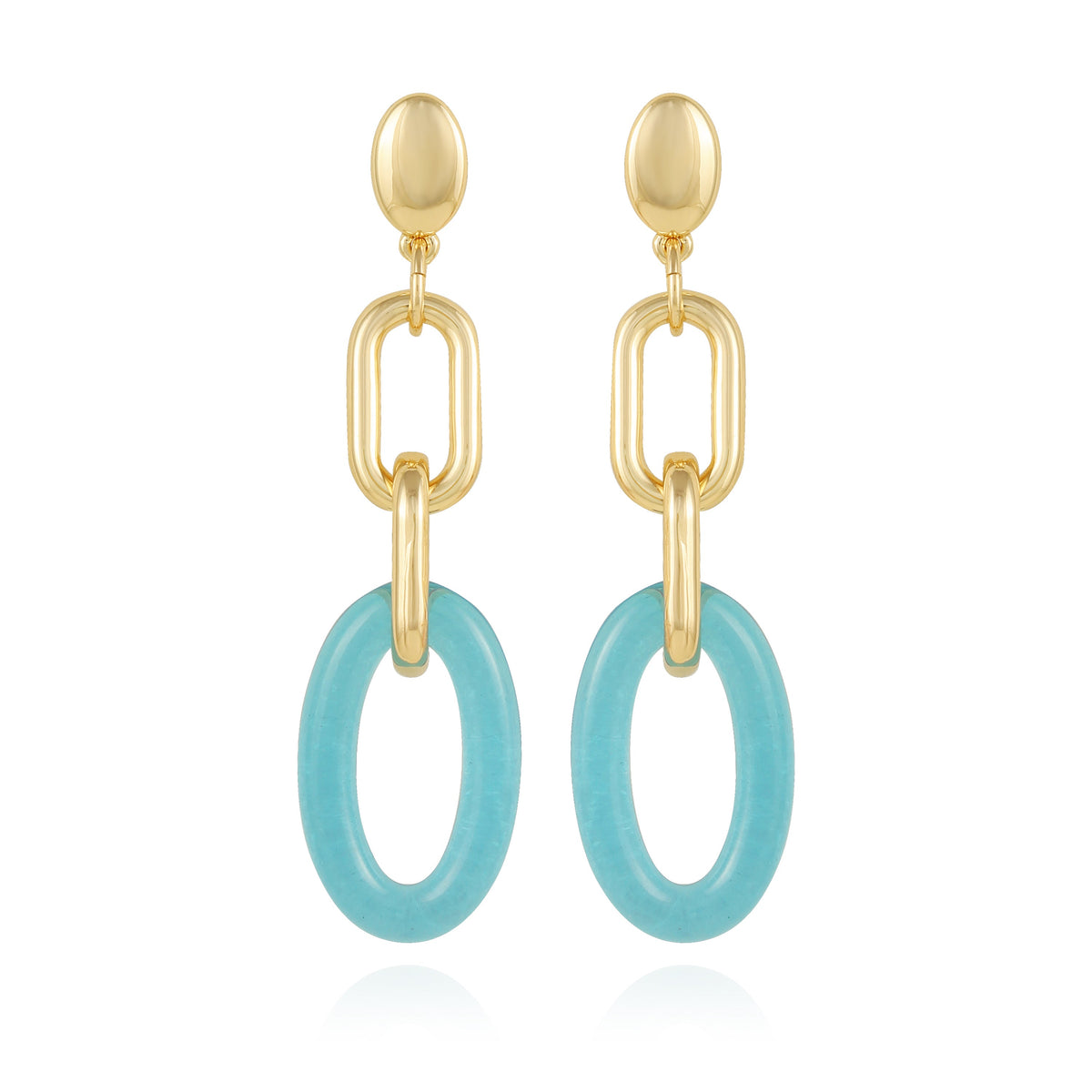 Goldtone Blue Candy Interlocking Drop Earrings - Vince Camuto