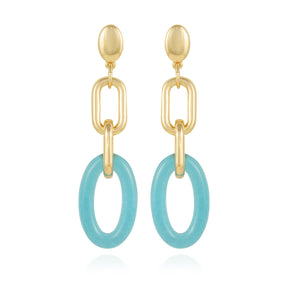 Goldtone Blue Candy Interlocking Drop Earrings - Vince Camuto