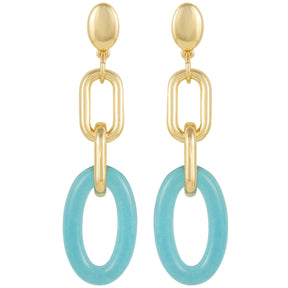 Goldtone Blue Candy Interlocking Drop Earrings - Vince Camuto