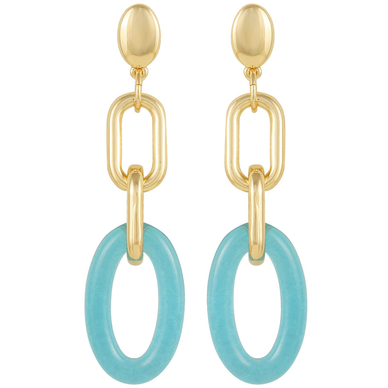 Goldtone Blue Candy Interlocking Drop Earrings - Vince Camuto