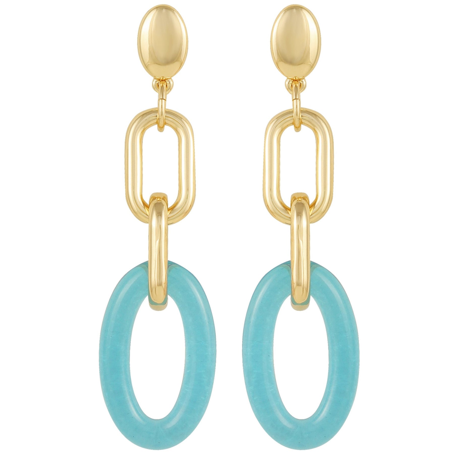 Goldtone Blue Candy Interlocking Drop Earrings - Vince Camuto