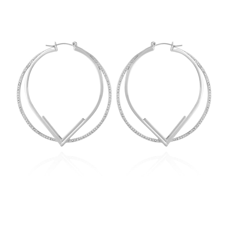 Double Hoop V Pave Earrings
