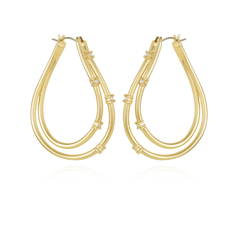 Goldtone Double Oval Hoop Earrings