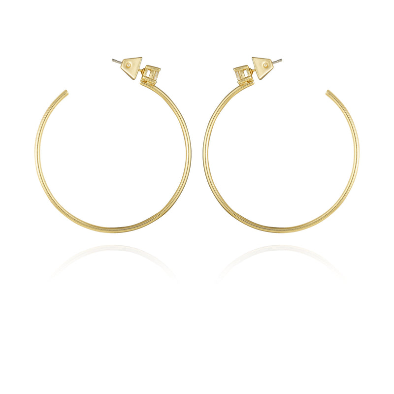 Goldtone Cubic Zirconia Open Hoop Earrings