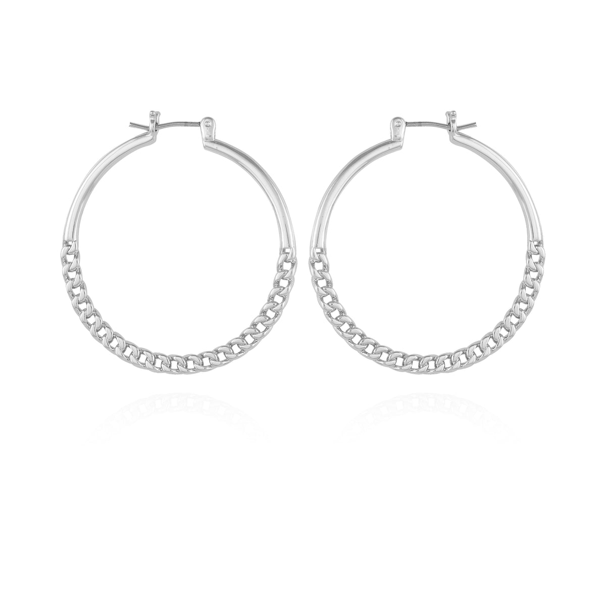Silvertone Chain Link Hoop Earrings - Vince Camuto