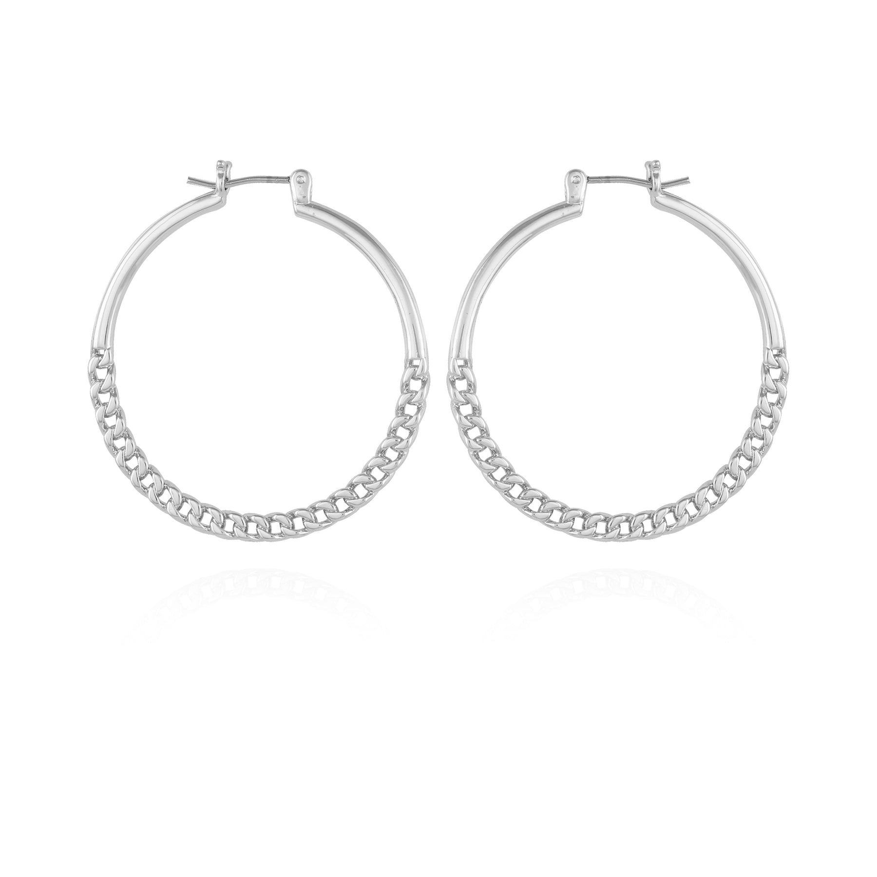 Silvertone Chain Link Hoop Earrings - Vince Camuto