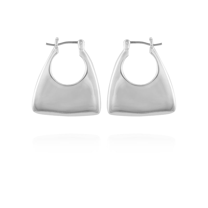 Silvertone Purse Click Hoop Earrings