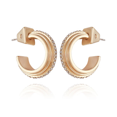 14K Goldtone Crystal Huggie Hoop Earring - Vince Camuto