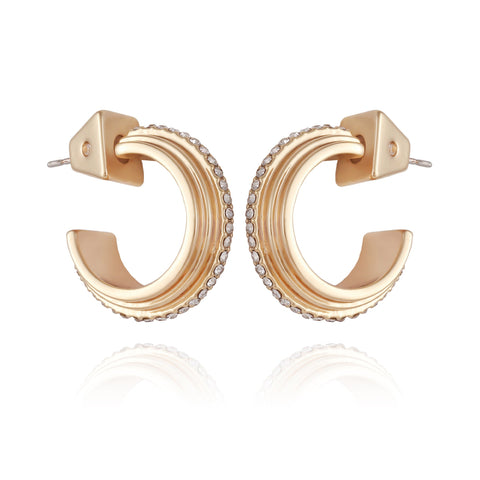 14K Goldtone Crystal Huggie Hoop Earring - Vince Camuto