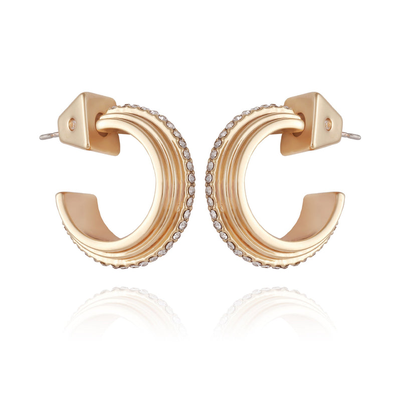14K Goldtone Crystal Huggie Hoop Earring - Vince Camuto