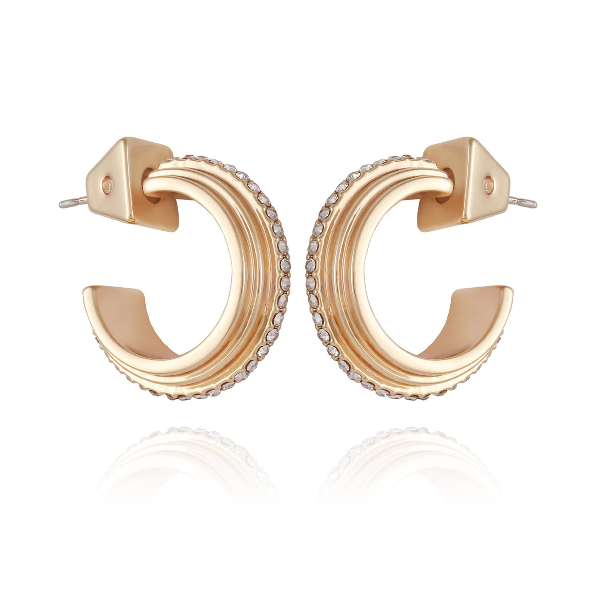 14K Goldtone Crystal Huggie Hoop Earring - Vince Camuto