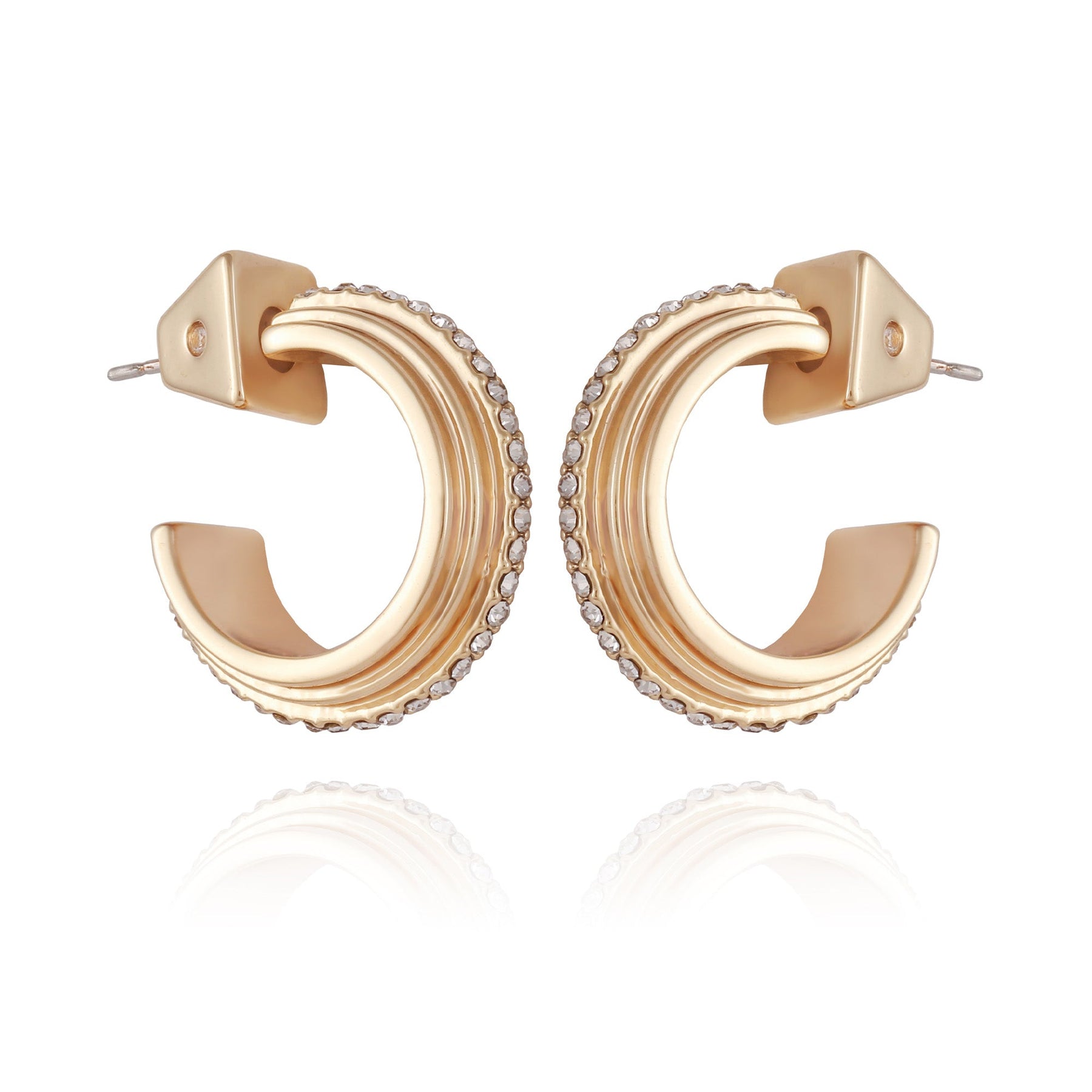 14K Goldtone Crystal Huggie Hoop Earring - Vince Camuto