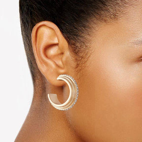 14K Goldtone Crystal Huggie Hoop Earring - Vince Camuto