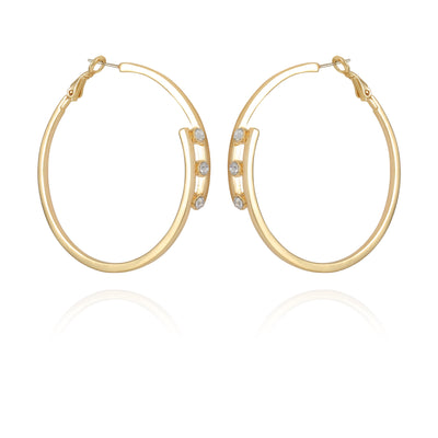 14K Goldtone Tri-Crystal Stone Hoop Earring - Vince Camuto