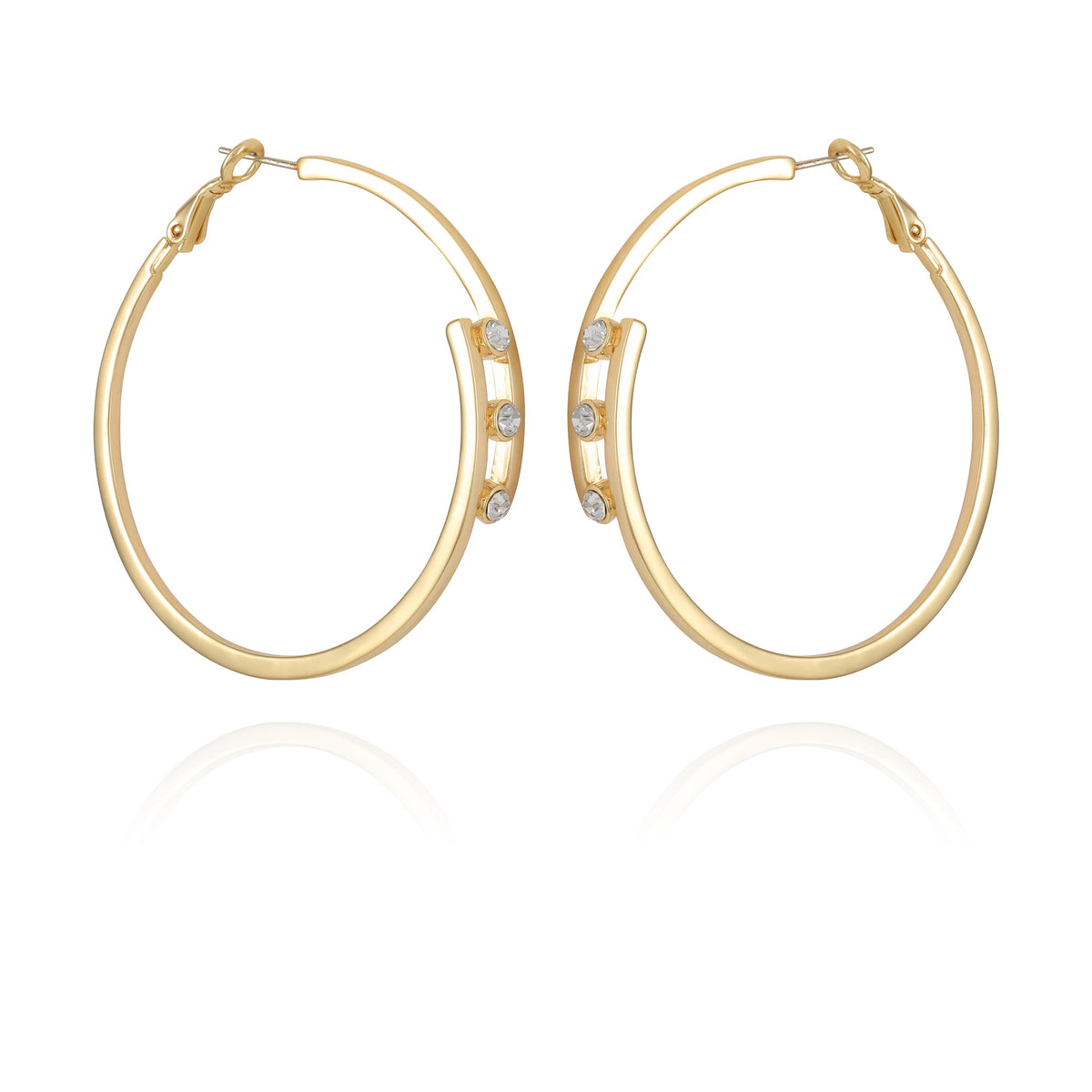 14K Goldtone Tri-Crystal Stone Hoop Earring - Vince Camuto