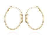 14K Goldtone Tri-Crystal Stone Hoop Earring - Vince Camuto