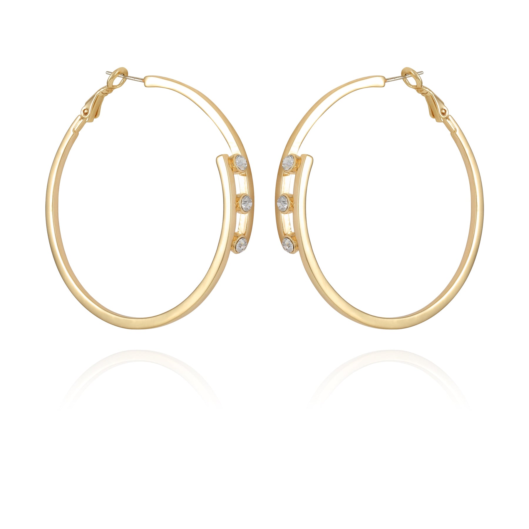 14K Goldtone Tri-Crystal Stone Hoop Earring - Vince Camuto