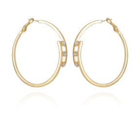14K Goldtone Tri-Crystal Stone Hoop Earring - Vince Camuto
