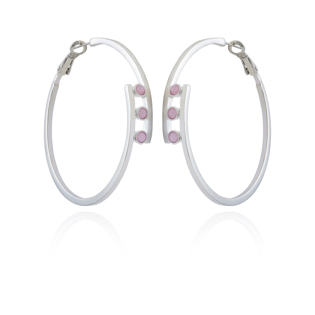 Silvertone Tri Crystal Stone Hoop Earring - Vince Camuto