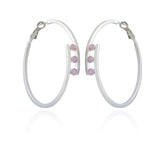 Silvertone Tri Crystal Stone Hoop Earring - Vince Camuto