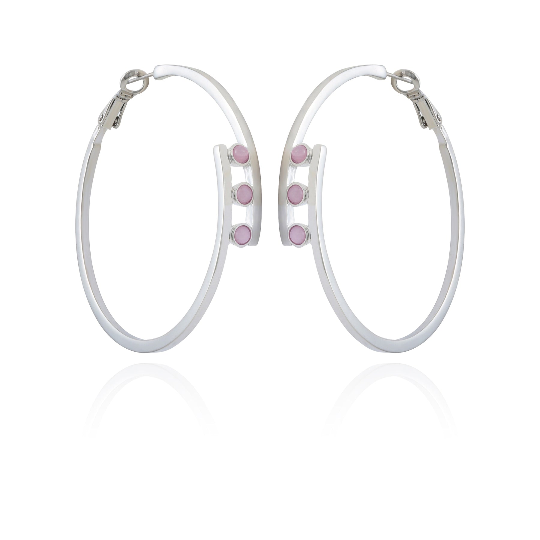 Silvertone Tri Crystal Stone Hoop Earring - Vince Camuto