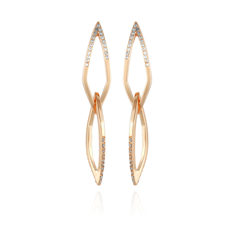 14K Goldtone Crystal Stone Link Drop Earring