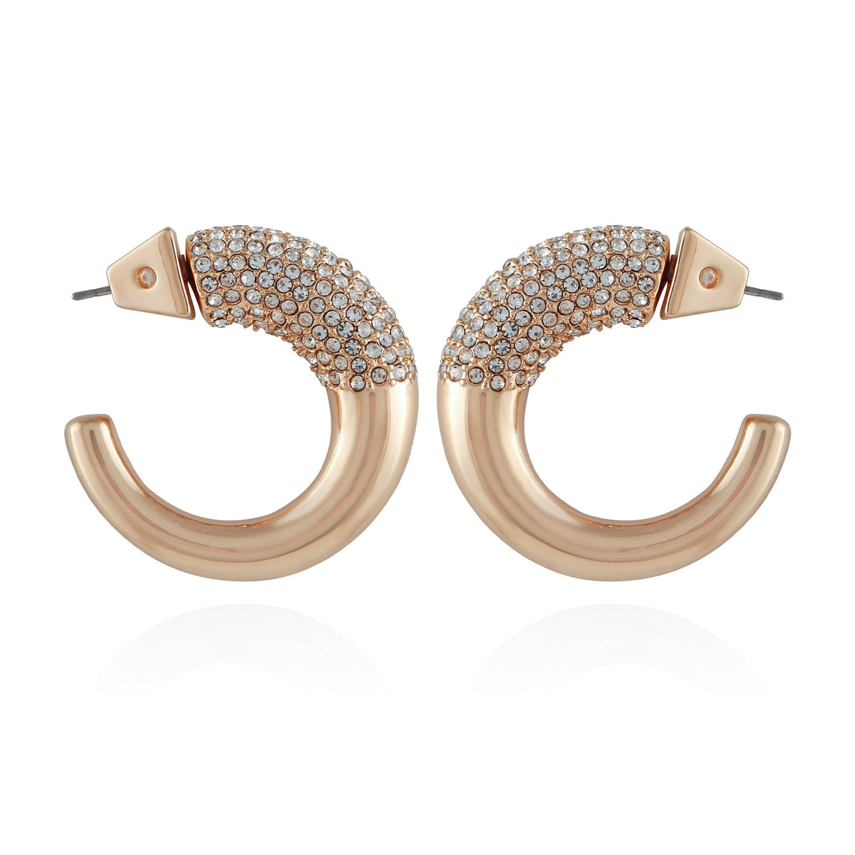Goldtone Pave Crystal Stone Open Hoop Earrings - Vince Camuto