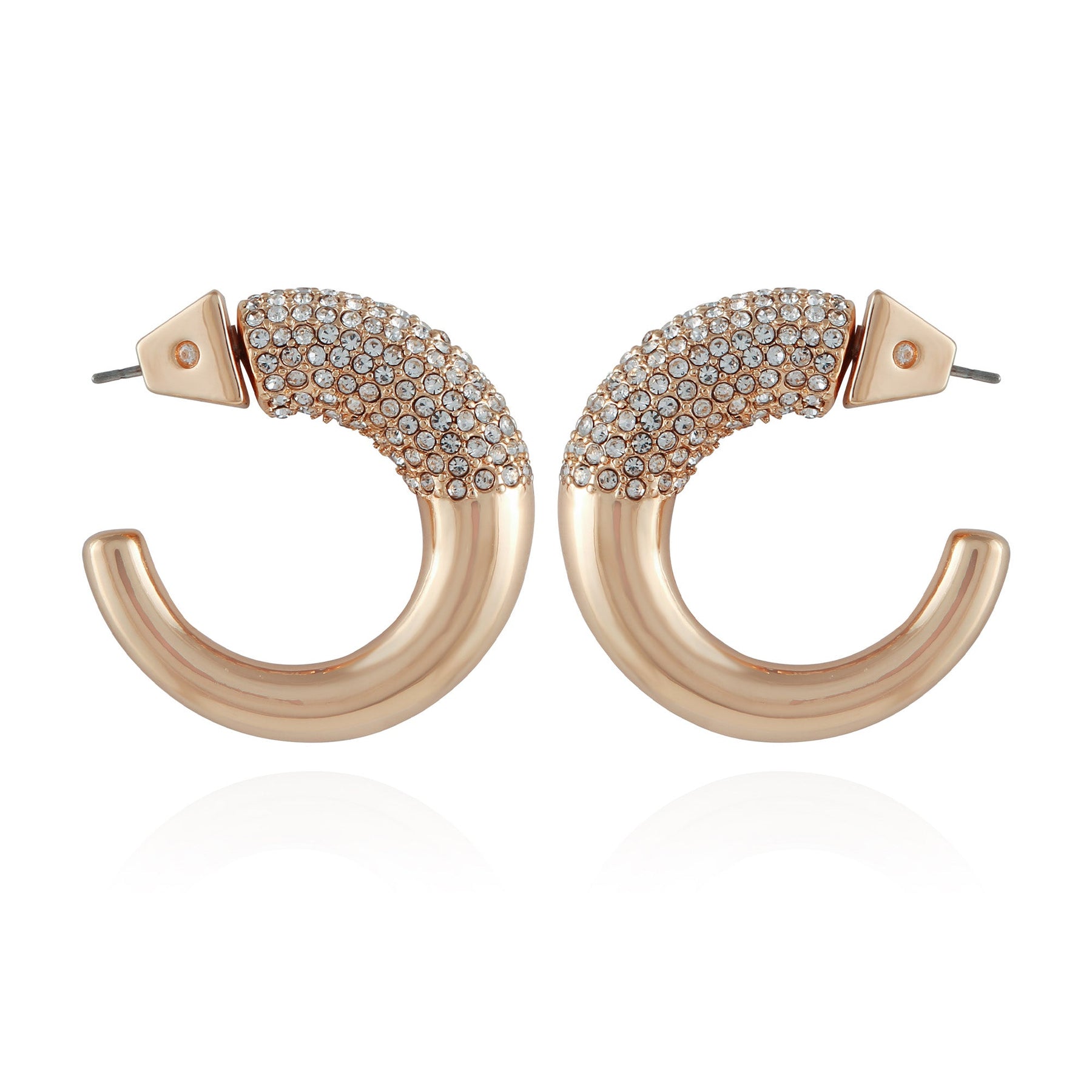 Goldtone Pave Crystal Stone Open Hoop Earrings - Vince Camuto