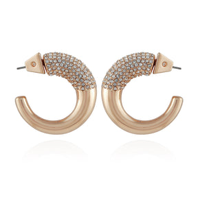 Goldtone Pave Crystal Stone Open Hoop Earrings - Vince Camuto