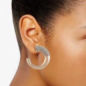 Goldtone Pave Crystal Stone Open Hoop Earrings - Vince Camuto