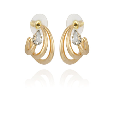 Goldtone Crystal Stone Small Hoop Earring
