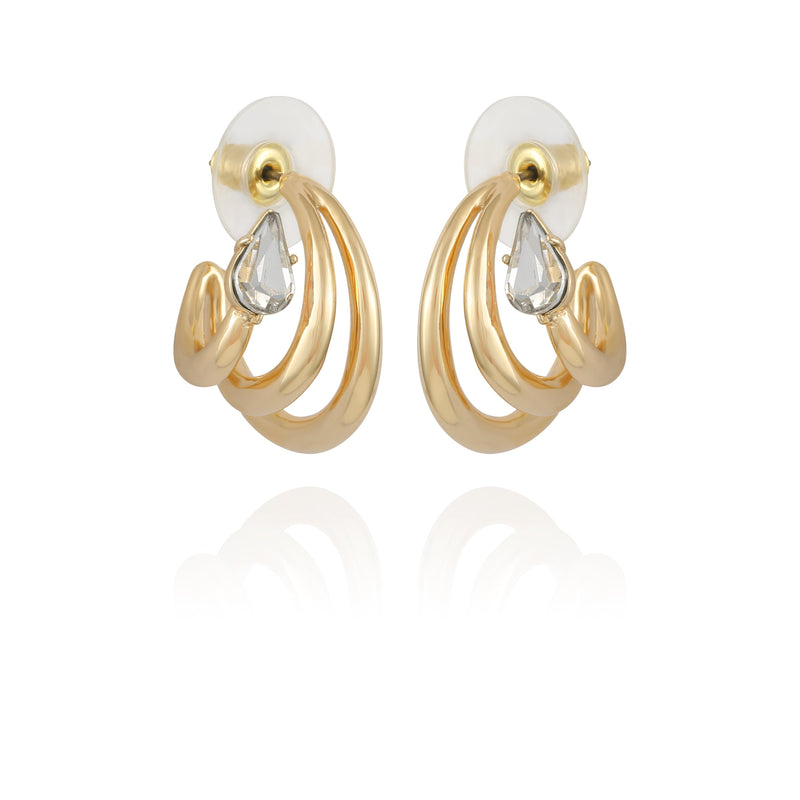 Goldtone Crystal Stone Small Hoop Earring