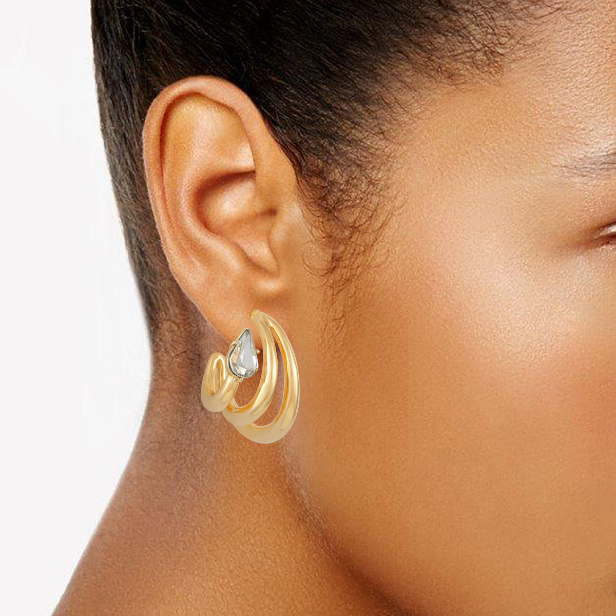 Goldtone Crystal Stone Small Hoop Earring - Vince Camuto