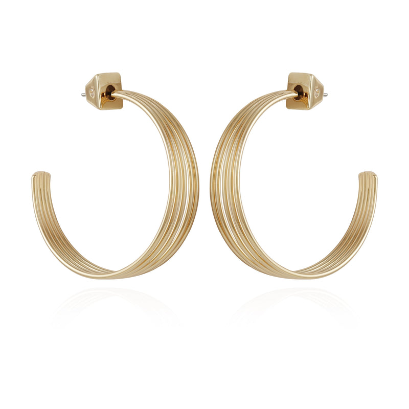 Goldtone Open Stacked Hoop Earrings