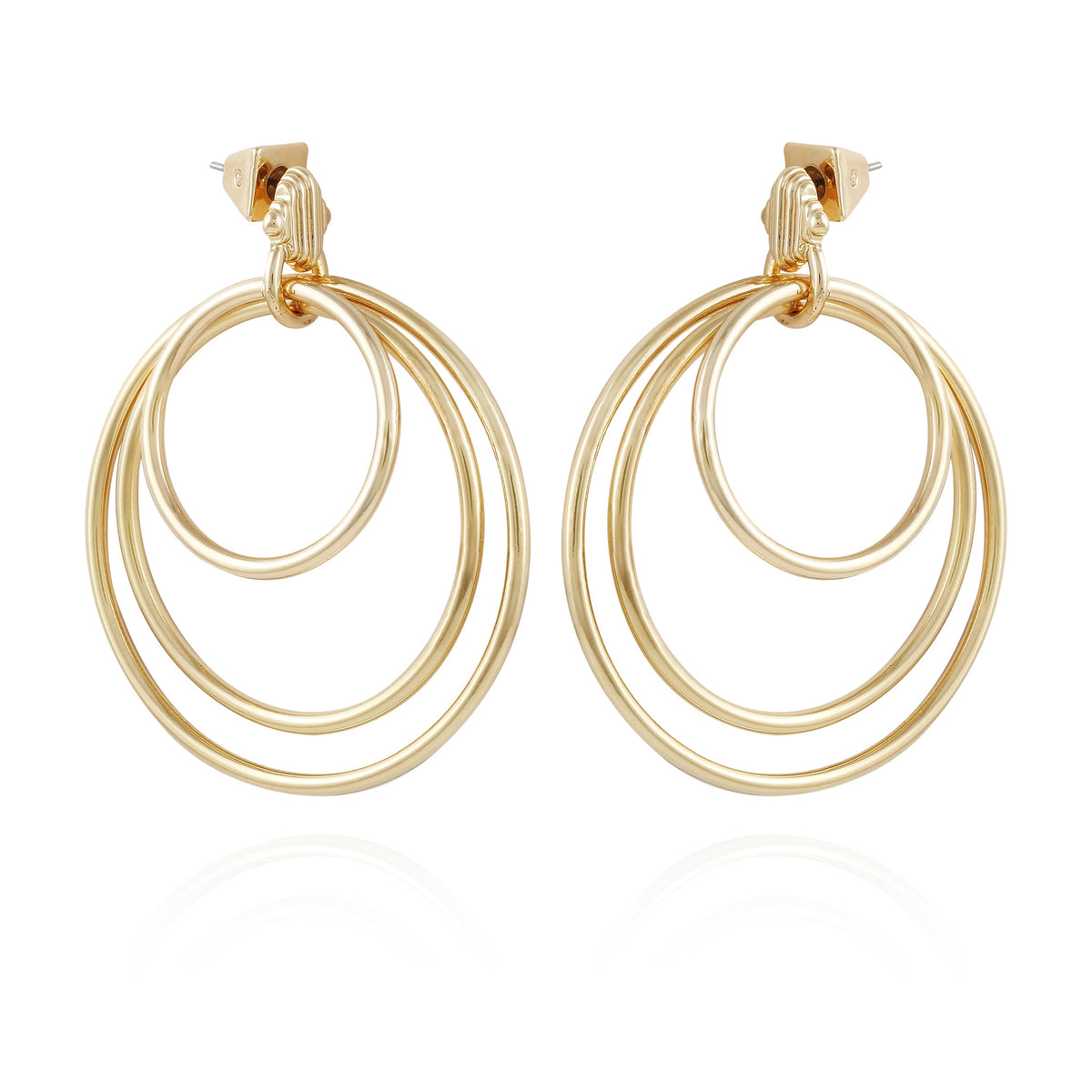Goldtone Triple Layered Hoop Drop Earrings - Vince Camuto