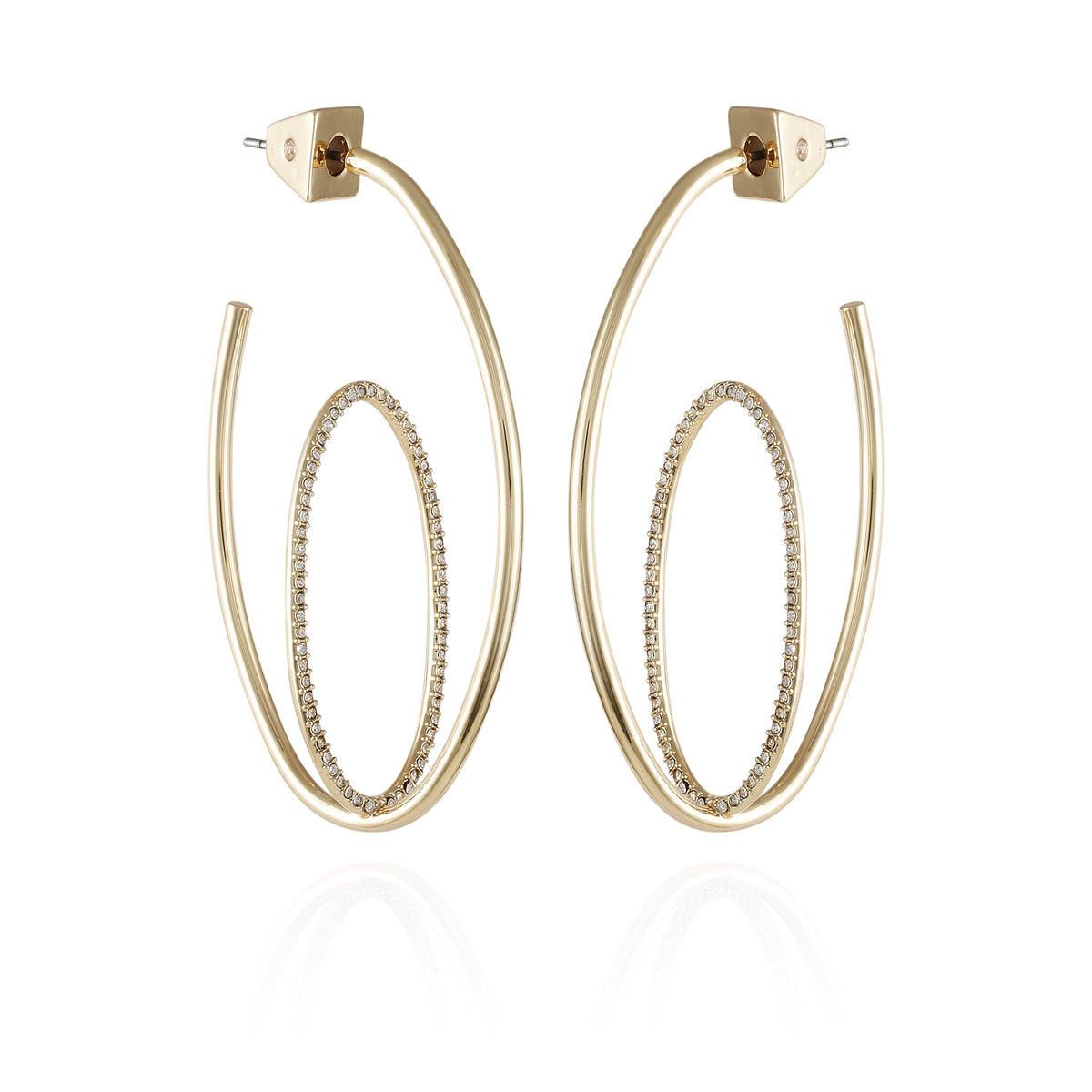 Goldtone Crystal Stone Orbital Hoop Earrings - Vince Camuto