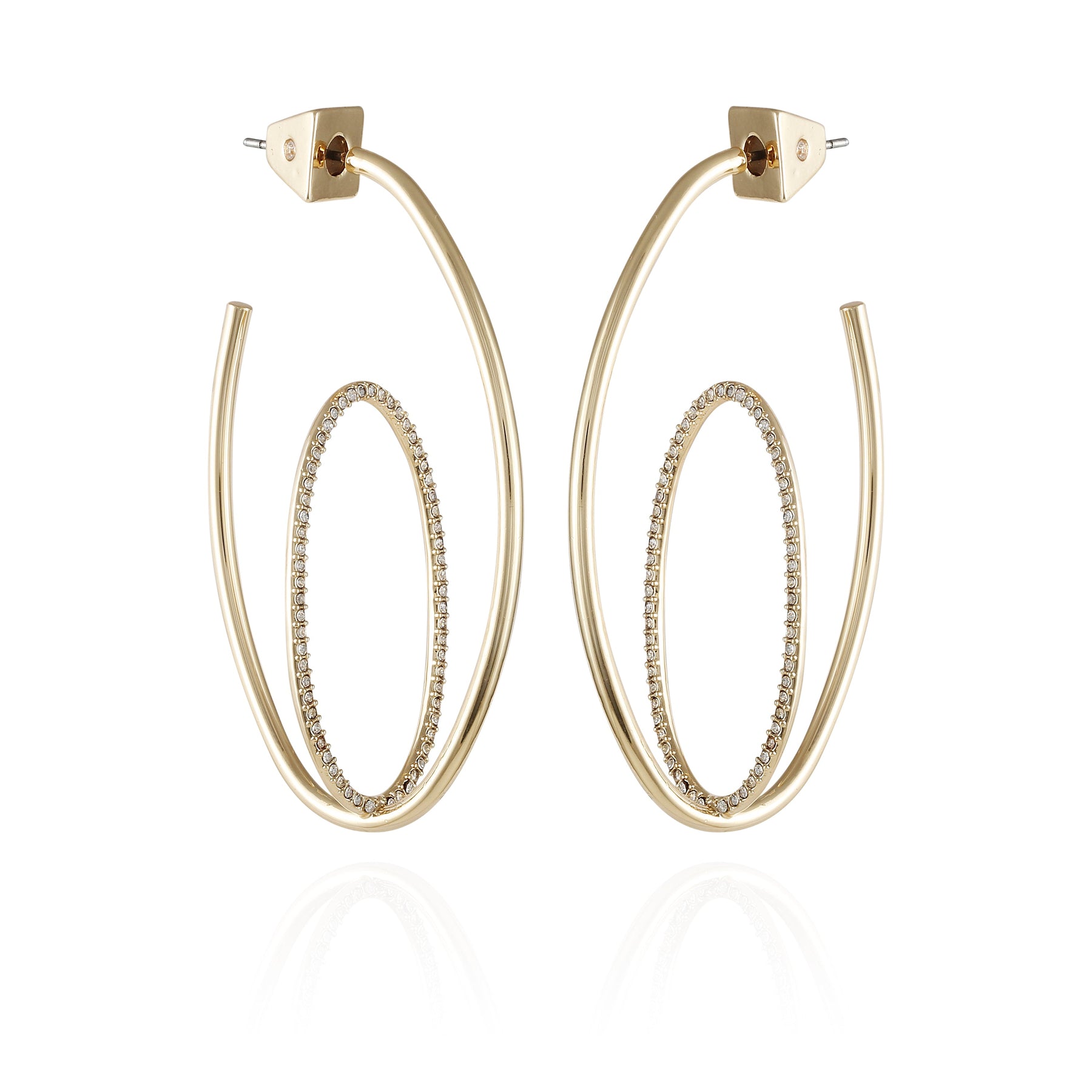 Goldtone Crystal Stone Orbital Hoop Earrings - Vince Camuto