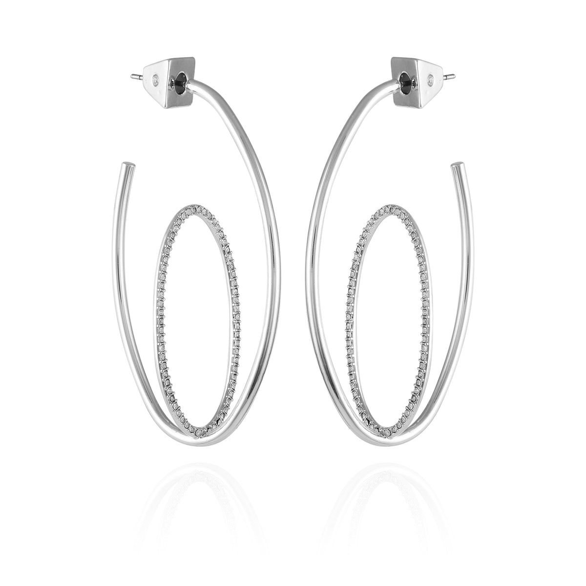 Silvertone Orbital Double Hoop Earrings - Vince Camuto