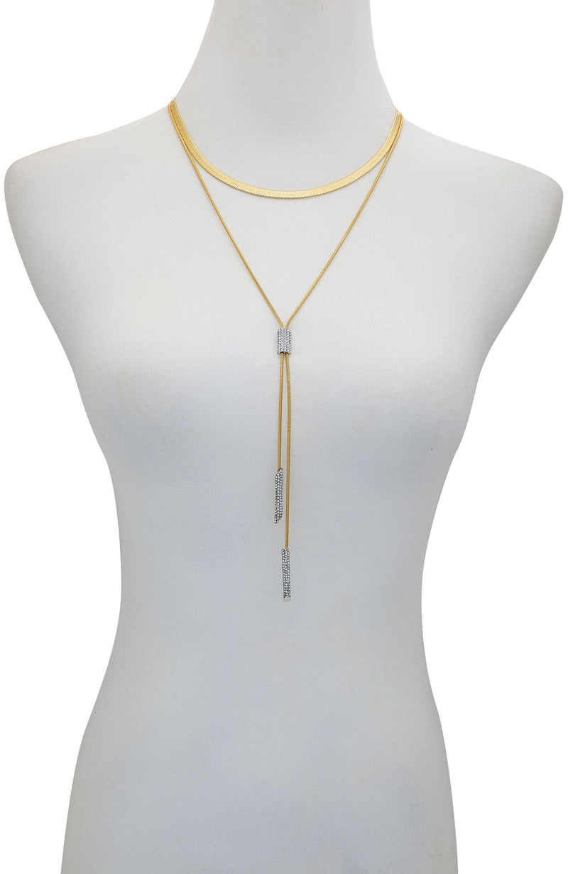Layered Goldtone & Crystal Pendant Necklace