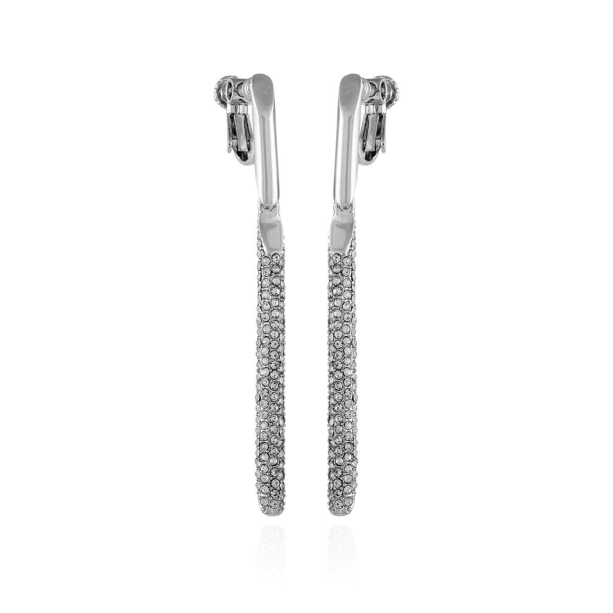 Silvertone Glass Stone Linear Drop Clip On Earrings - Vince Camuto