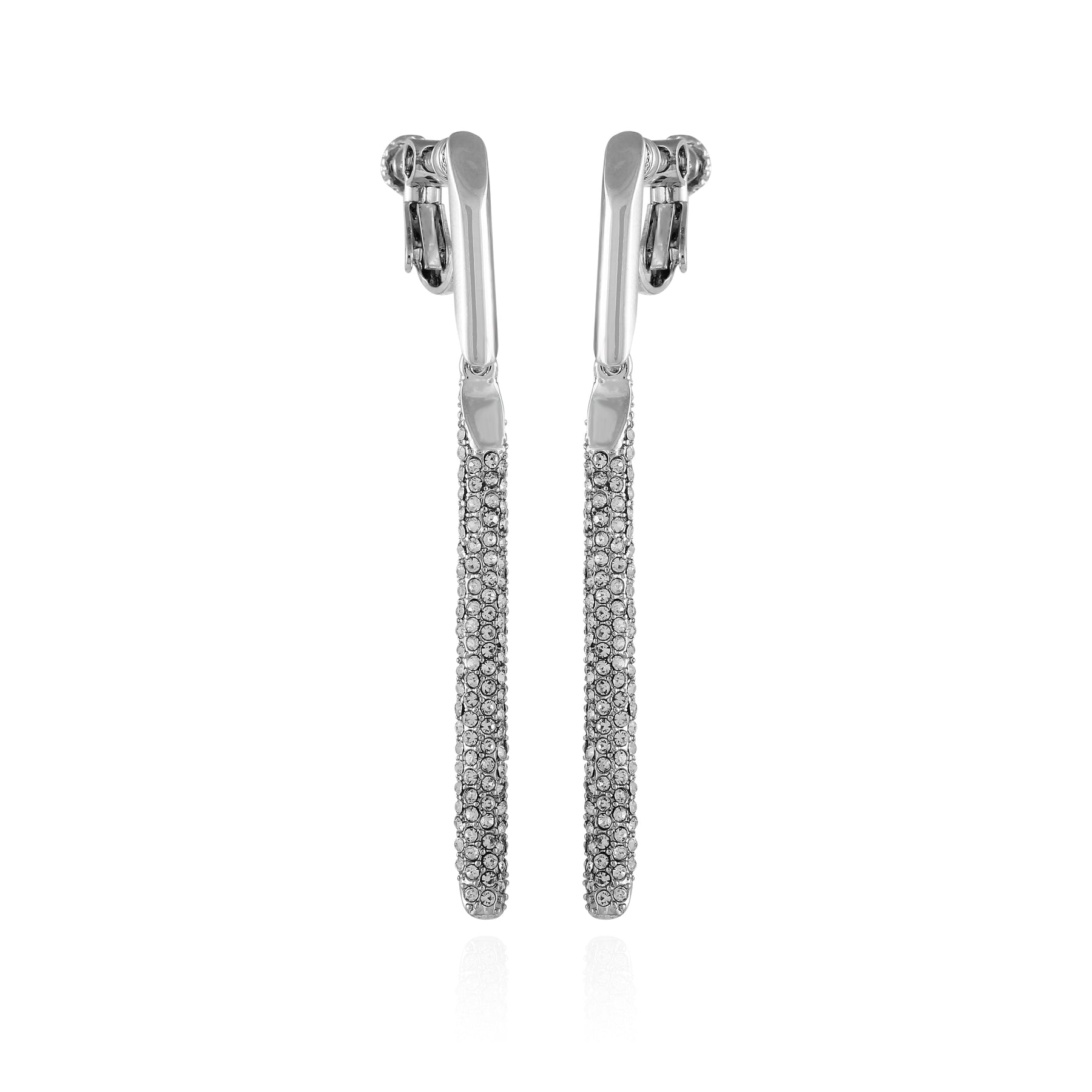 Silvertone Glass Stone Linear Drop Clip On Earrings - Vince Camuto