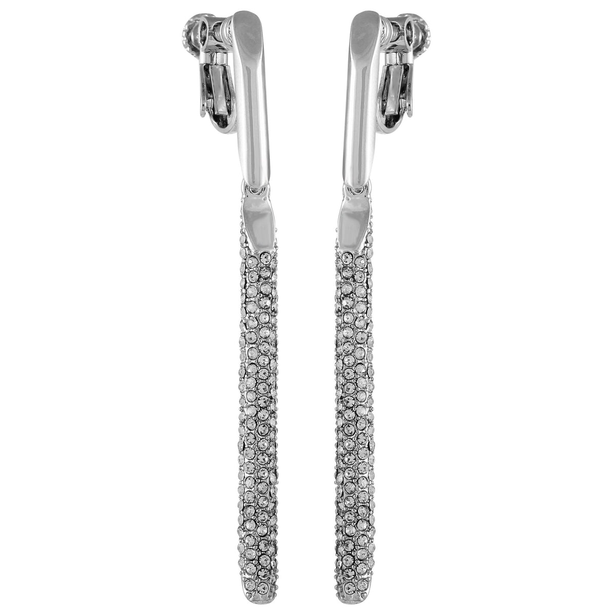 Silvertone Glass Stone Linear Drop Clip On Earrings - Vince Camuto