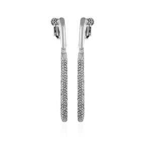 Silvertone Glass Stone Linear Drop Clip On Earrings - Vince Camuto