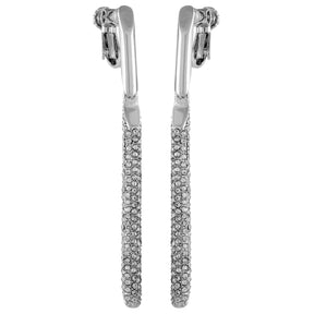 Silvertone Glass Stone Linear Drop Clip On Earrings - Vince Camuto
