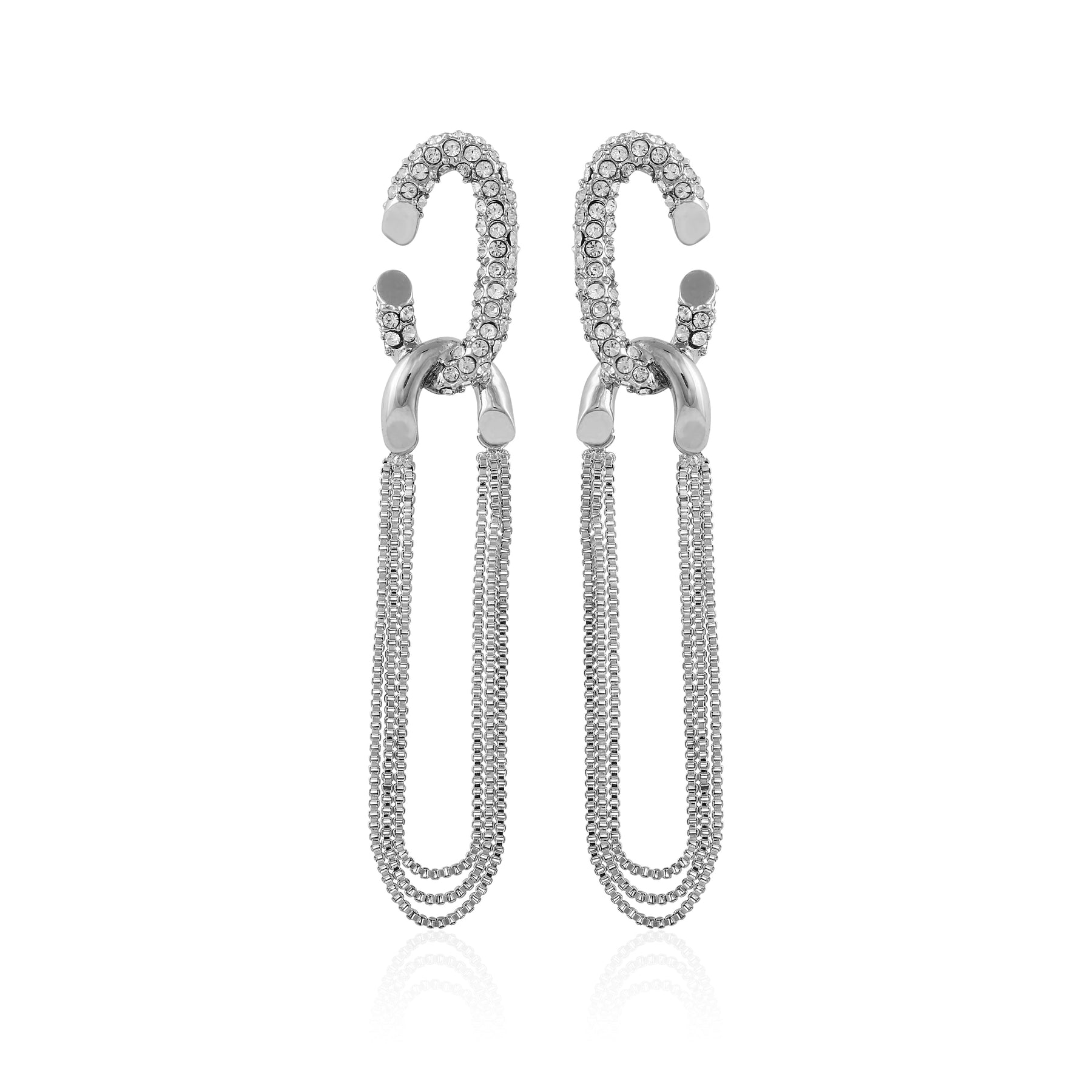 Silvertone Tassel Chain Huggie Hoop Drop Earrings - Vince Camuto