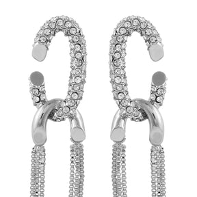 Silvertone Tassel Chain Huggie Hoop Drop Earrings - Vince Camuto